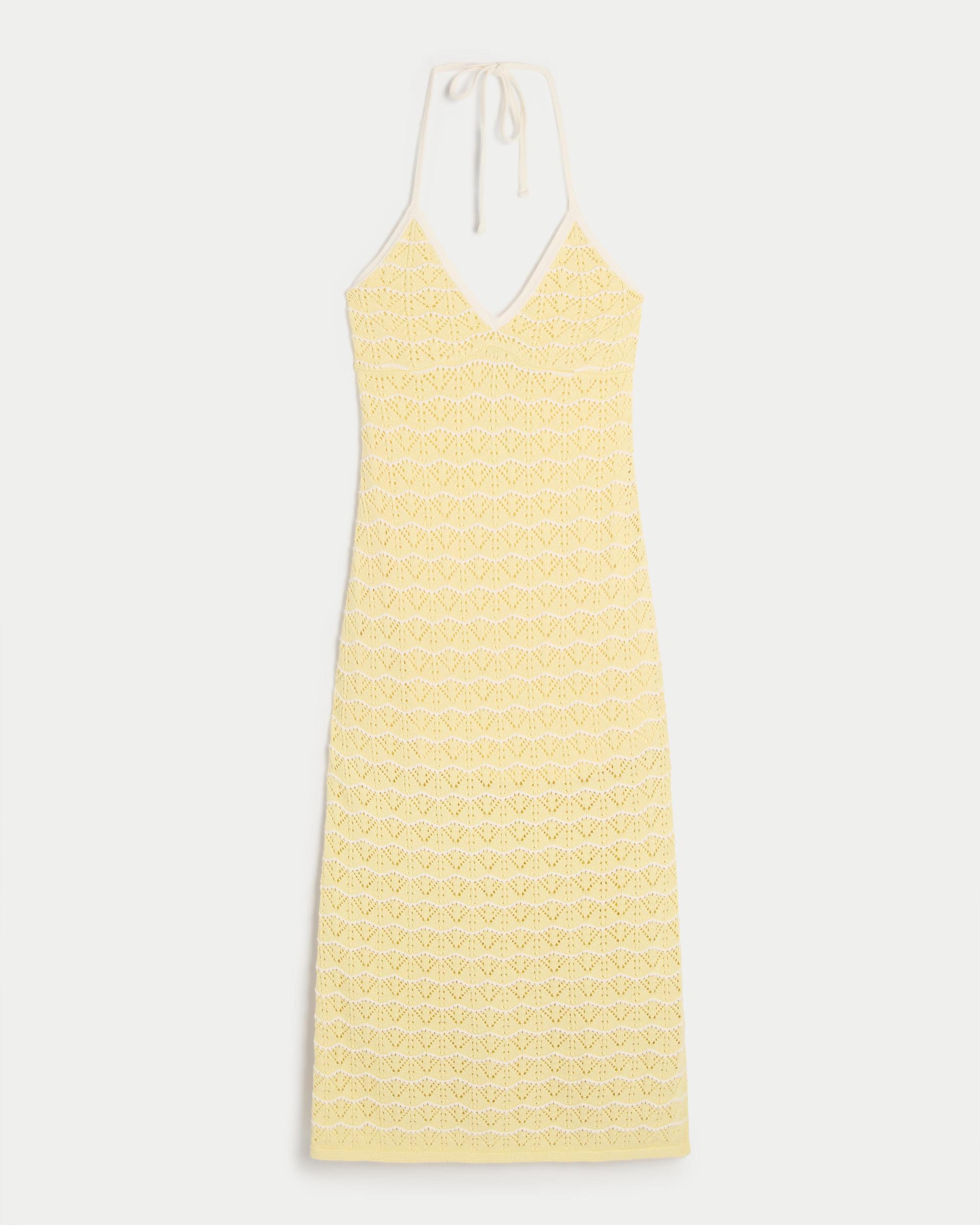 Crochet-Style Halter Midi Dress Product Image
