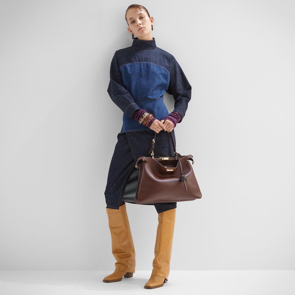 Fendi ShowBeige leather high-heeled boots Product Image