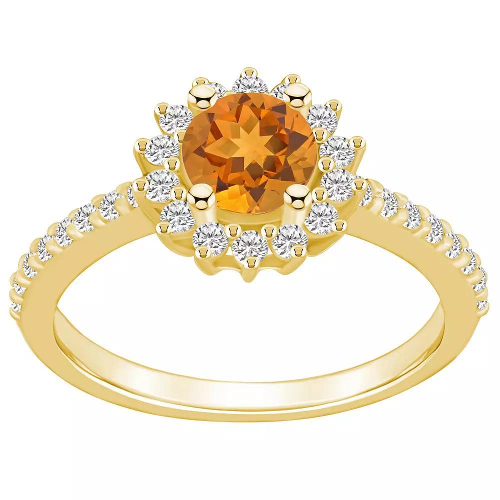 Alyson Layne 14k Gold Citine & 1/2 Carat T.W. Diamond Halo Ring, Women's, Size: 10, Orange Product Image