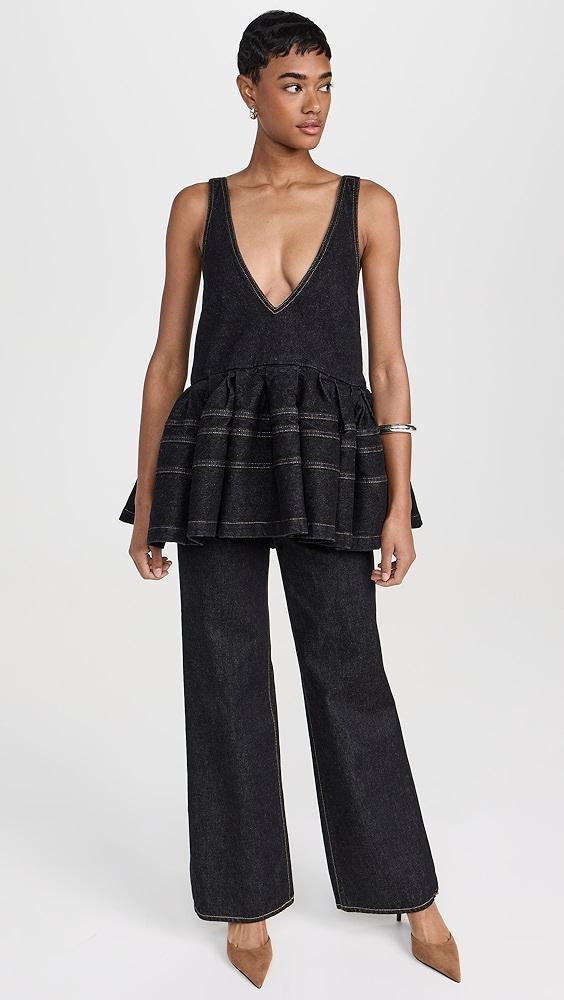 Marques Almeida Denim Flounce Top | Shopbop Product Image