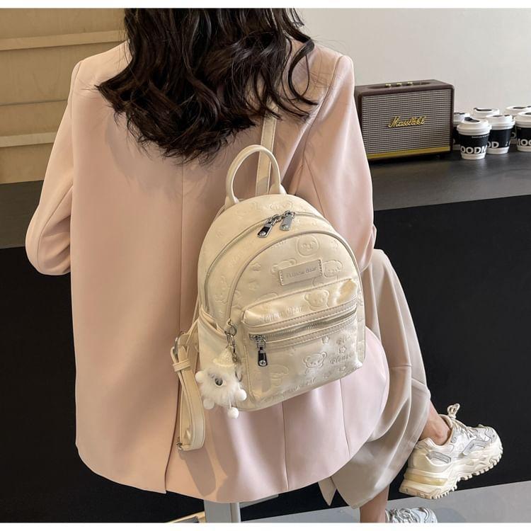 Faux Leather Lettering Backpack Product Image