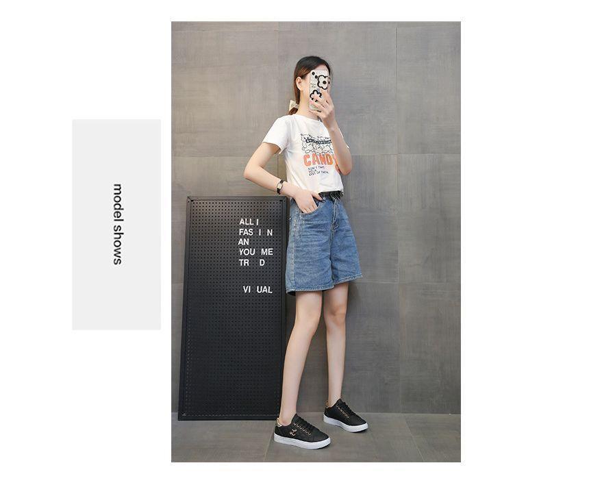Lettering Lace Up Sneakers Product Image