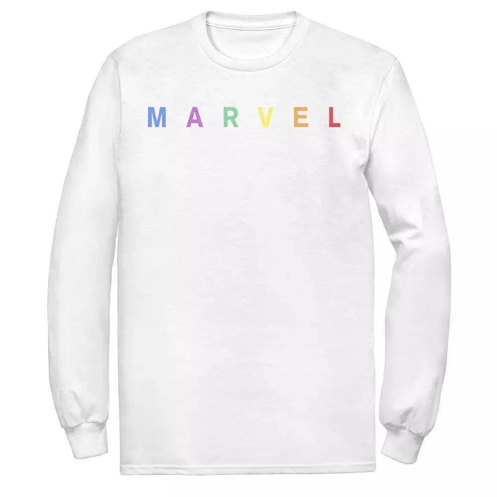 Men's Marvel Rainbow Logo Graphic Tee, Size: Small, White Product Image