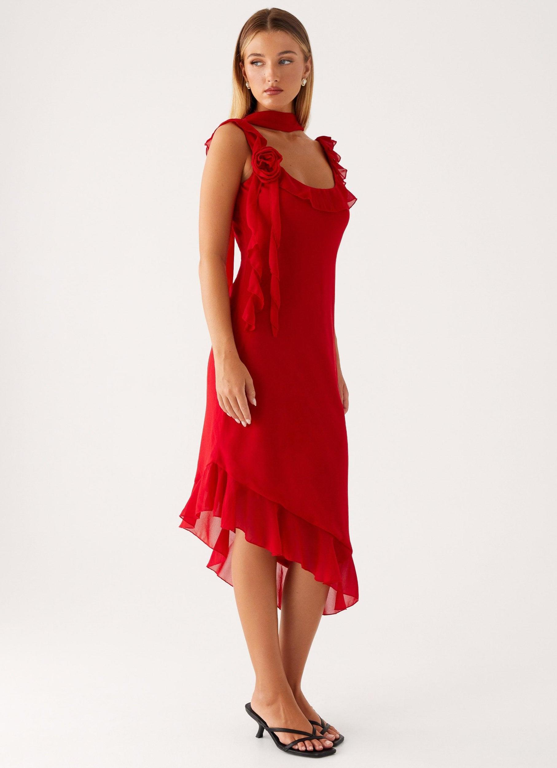 Fariday Midi Dress - Red Product Image