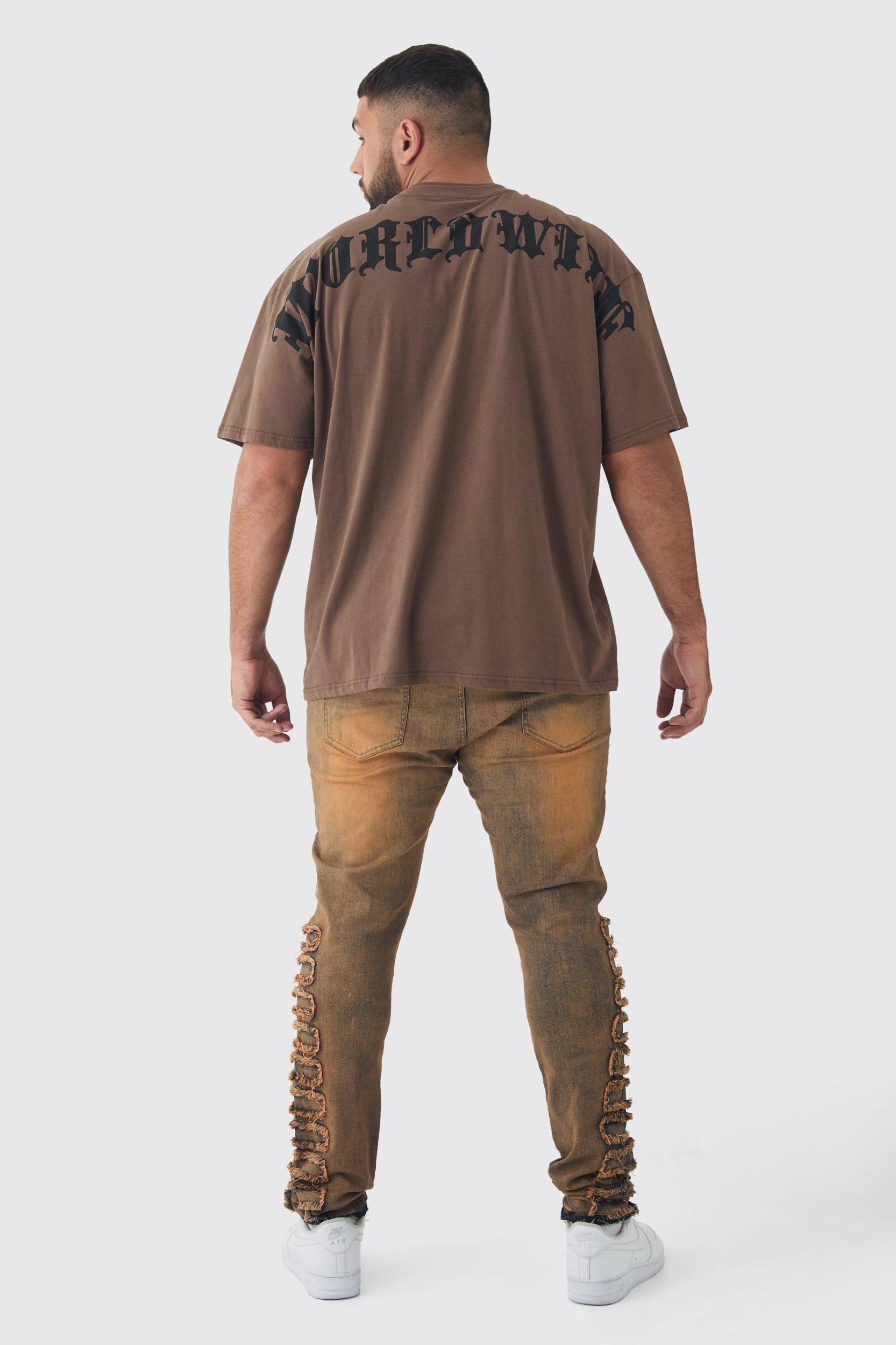 Plus Skinny Stretch Stacked Ripped Jeans | boohooMAN USA Product Image