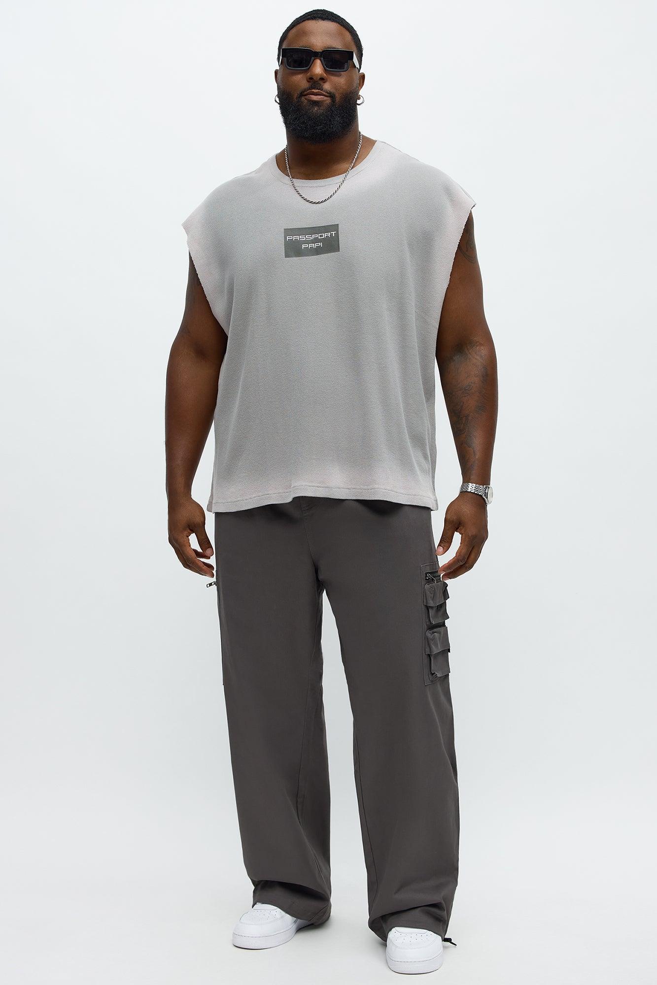 Relaxed Washed Quote Muscle Tank - Dark Grey Product Image