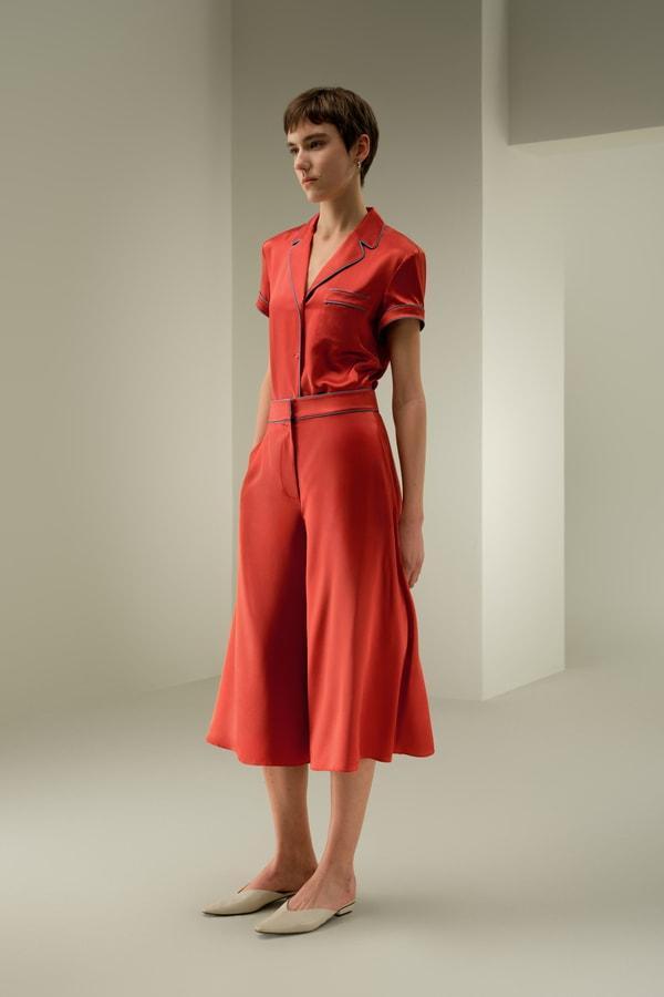 Contrast-Trimmed Silk Culottes Product Image
