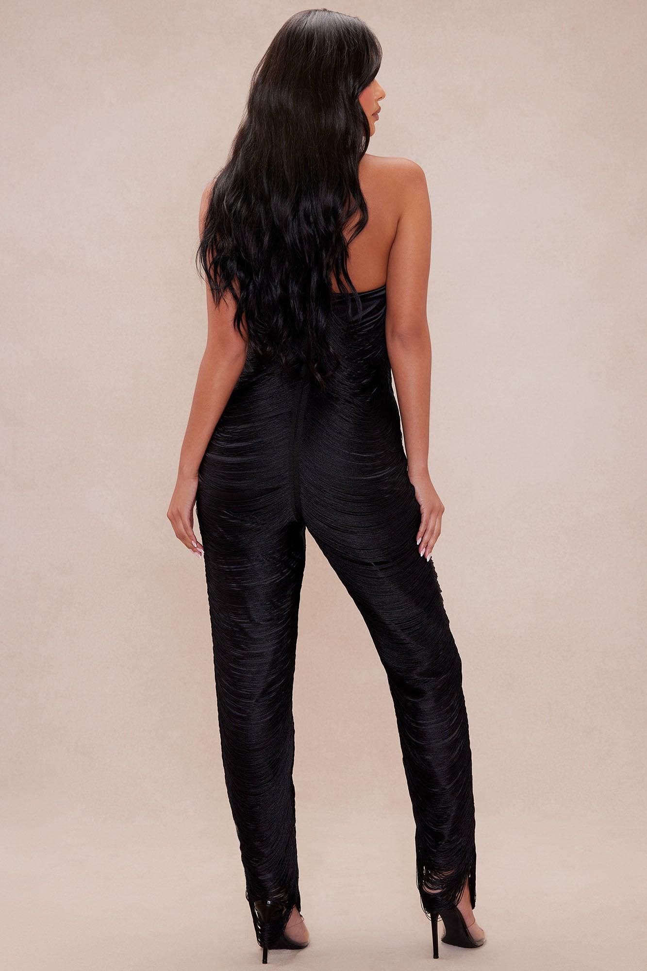 Jenna Fringe Jumpsuit - Black Product Image
