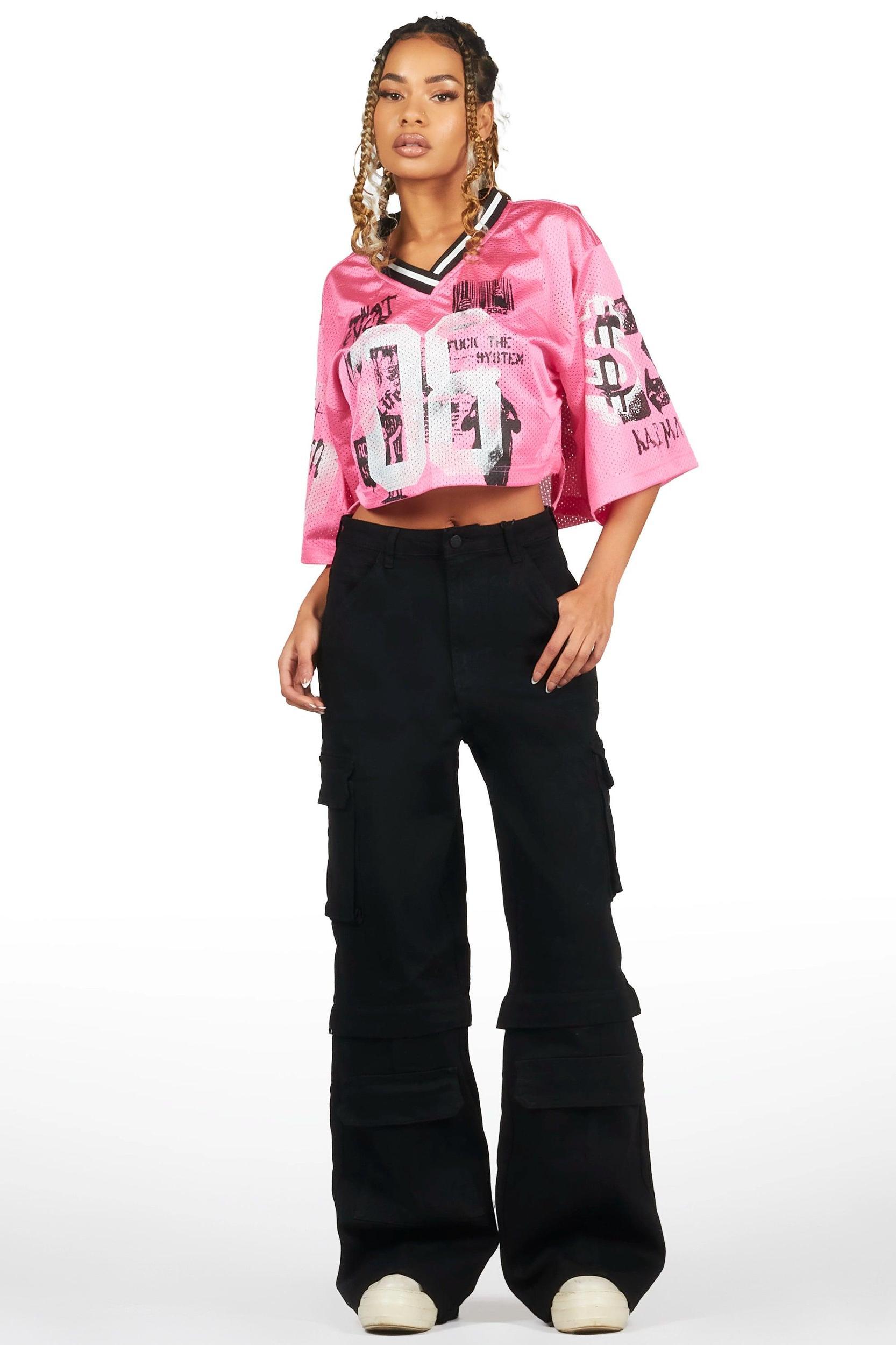 Precious Black Baggy Stacked Jean Female Product Image