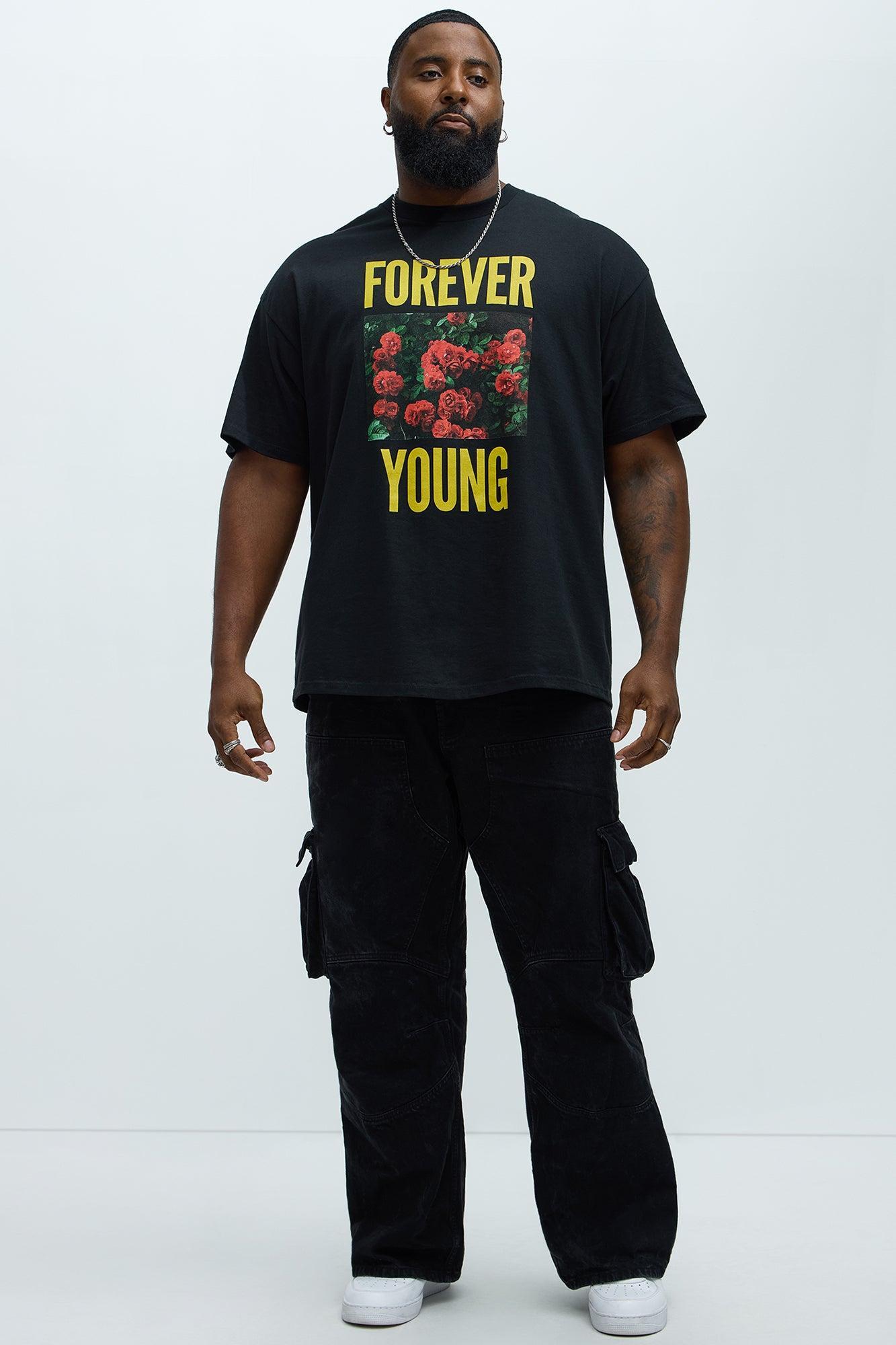 Forever Young Roses Short Sleeve Tee - Black Product Image