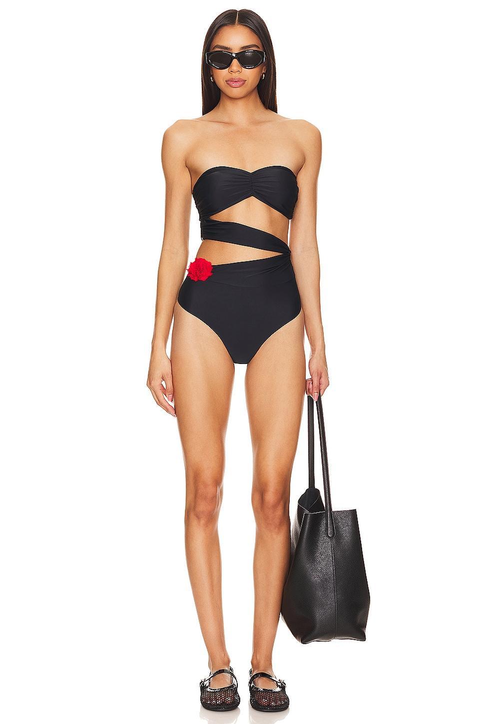 Lovers and Friends Lima Strapless One Piece in Black & Red Product Image