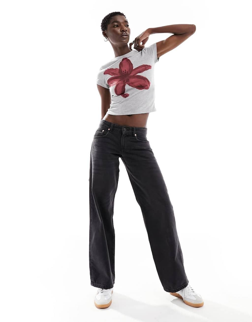 Motel parallel leg low rise jeans in vintage black Product Image