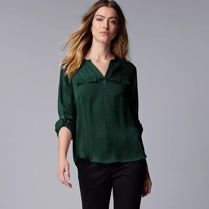 Womens Simply Vera Vera Wang Roll-Tab Popover Blouse Product Image