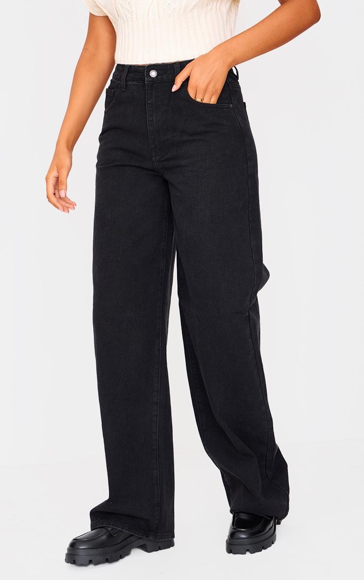 Tall Black Dipped Back Waistband Boyfriend Jeans Product Image