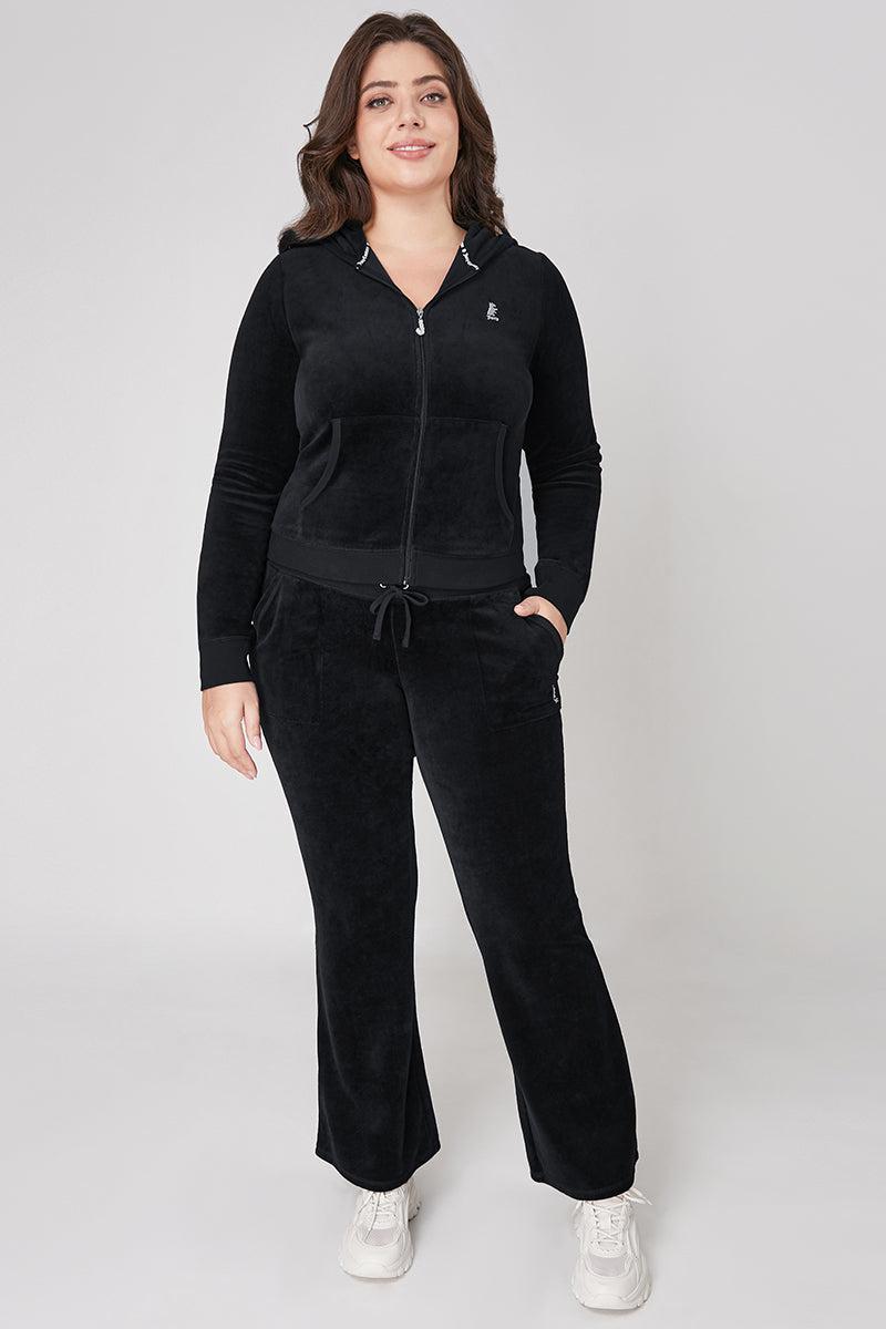 Plus-Size Hollywood Scottie Snap Pocket Cotton Velour Track Pants Product Image