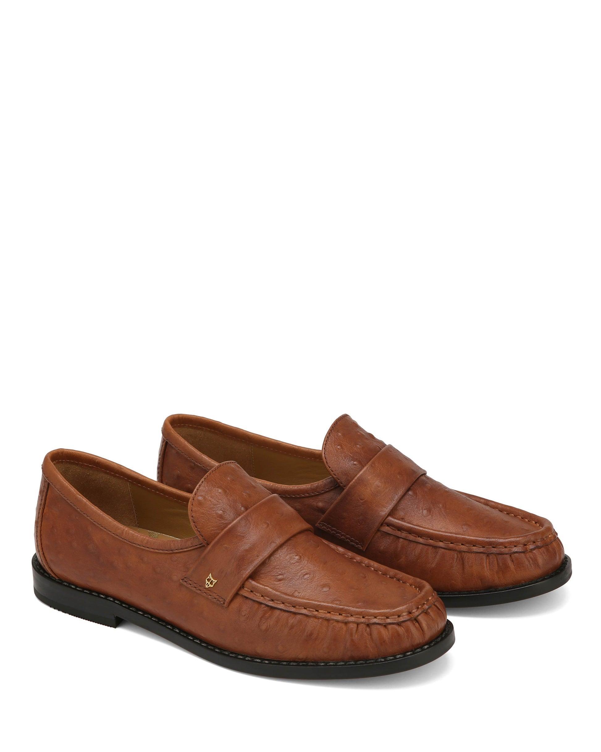 Goldie Sheep Leather Ostrich Print Tan Product Image