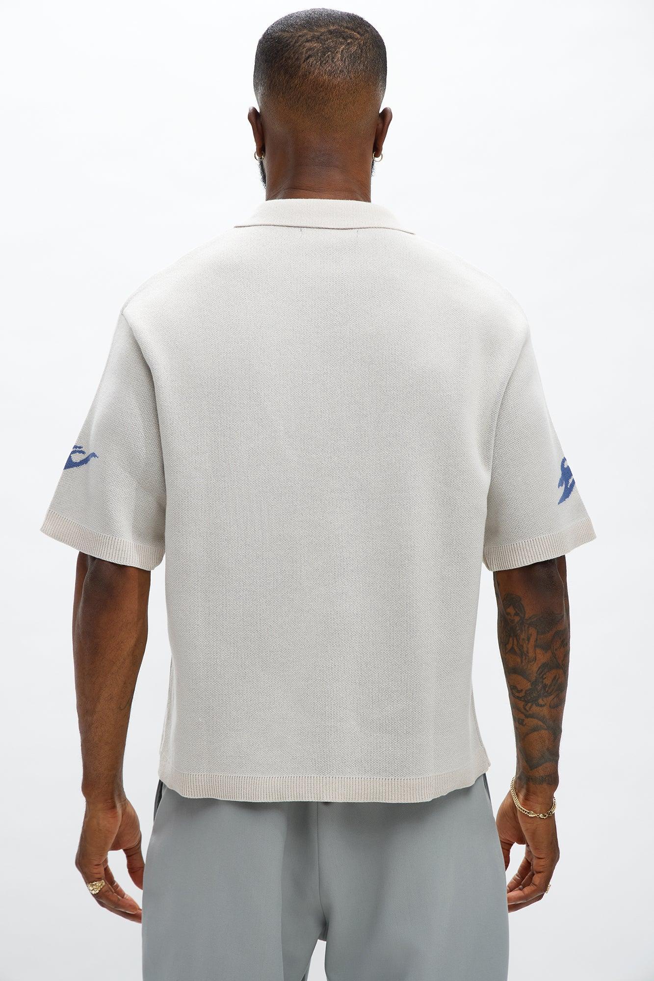 Regular Fit 13 Button Up Sweater Shirt - Cream/combo Product Image