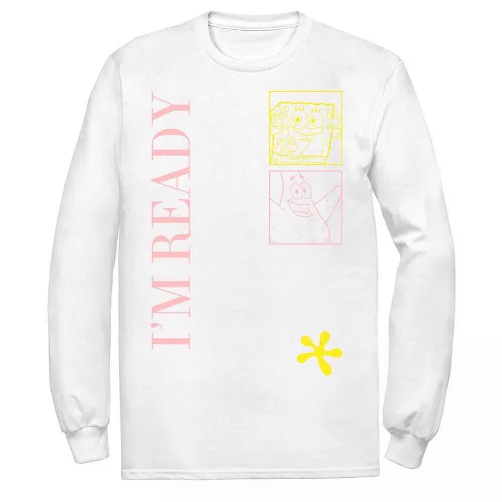 Men's Nickelodeon SpongeBob SquarePants I'm Ready Outlines Tee, Size: Medium, White Product Image