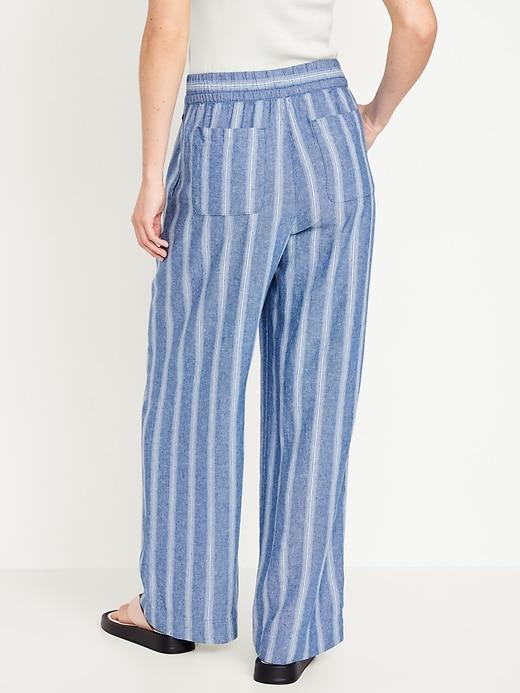 High-Waisted Linen-Blend Wide-Leg Pants Product Image