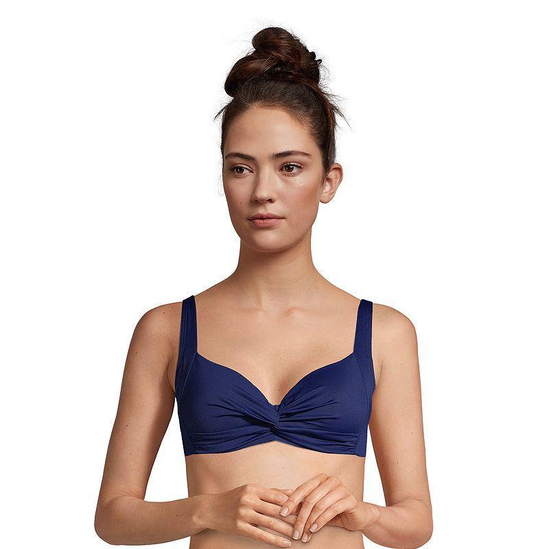 Women's Lands' End Twist-Front Underwire DD-Cup Bikini Top, Size: 10 Dd, Black Product Image