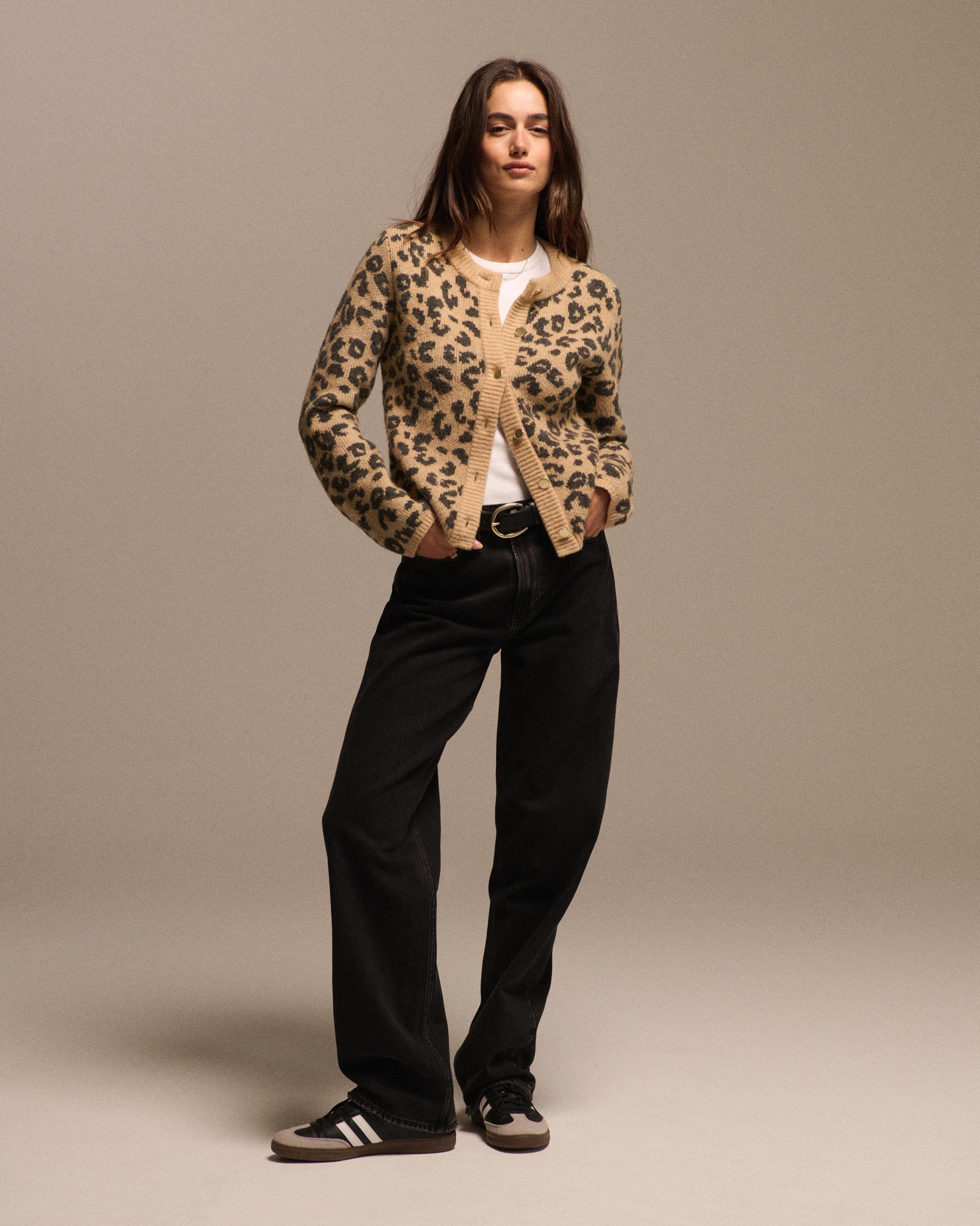 Leopard Crew Cardigan Product Image