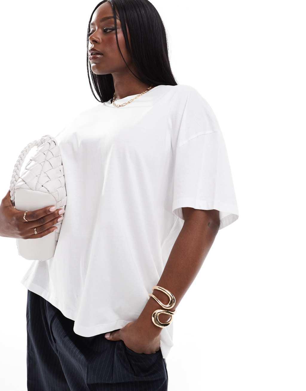 ASOS DESIGN Curve oversized T-shirt in white | ASOS Product Image