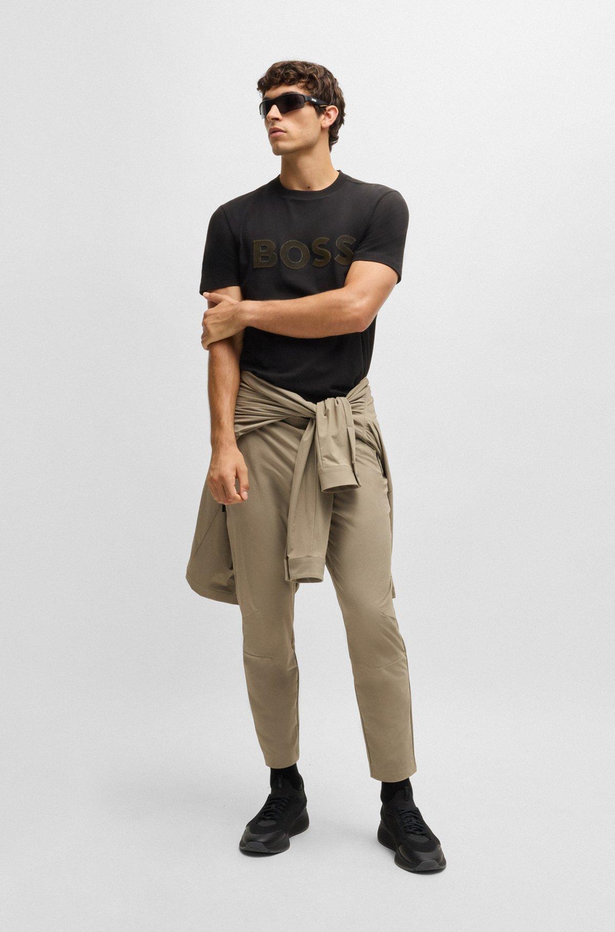 Stretch-cotton T-shirt with large logo Product Image