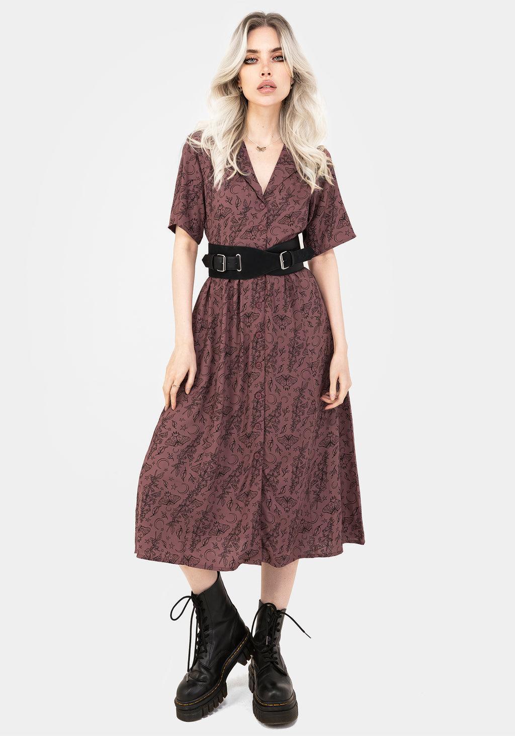 Roxana Moth Foxglove Button Down Midi Shirt Dress Product Image