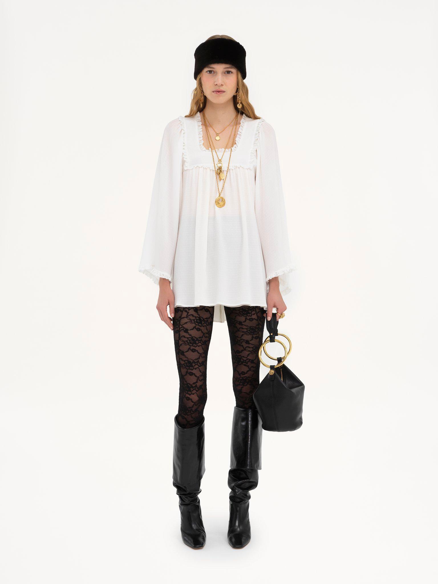 Fluid mini dress in silk crêpon Product Image