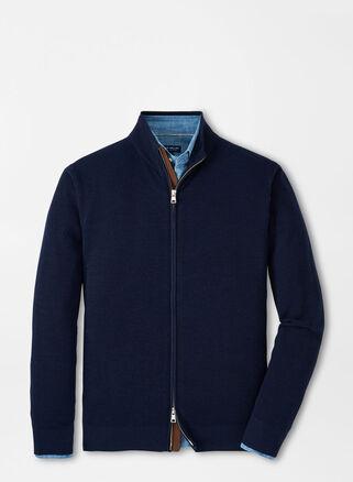 Peter Millar Mens Excursionist Flex Full-Zip Sweater | Color: Navy | Size: S Product Image