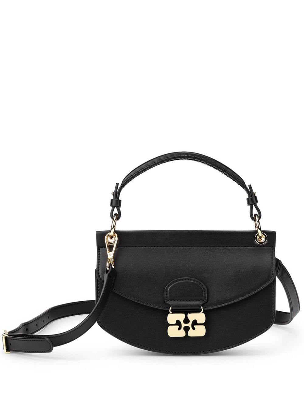GANNI Womens Black Apo-g Mini Leather-blend Top-handle Bag Product Image