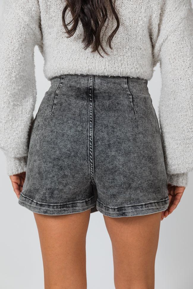My Favorite Black Acid Wash Denim Skort Product Image