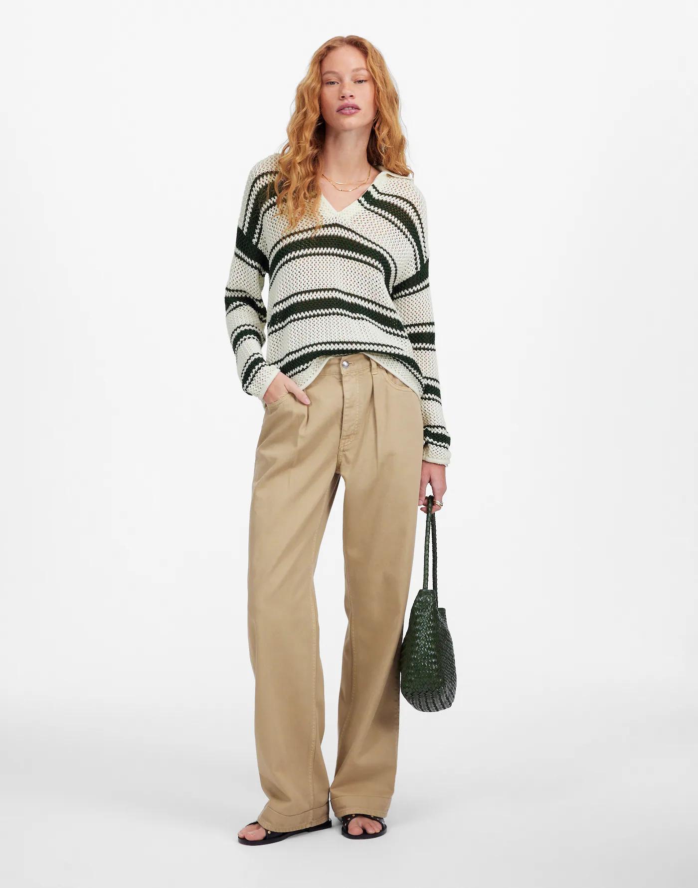 Open-Stitch Johnny Collar Sweater Product Image