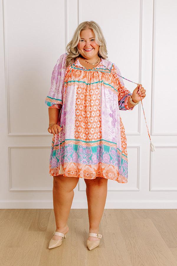 Boho Babe Color Block Floral Mini Dress in Violet Curves Product Image