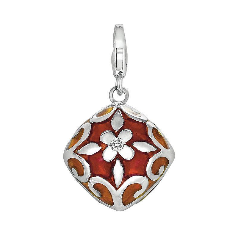Sterling Silver White Topaz Flower Charm, Women's Product Image