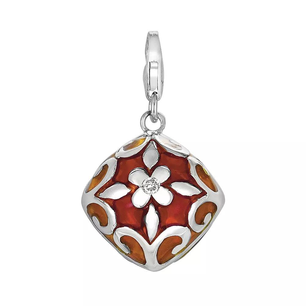 Sterling Silver White Topaz Flower Charm, Women's Product Image