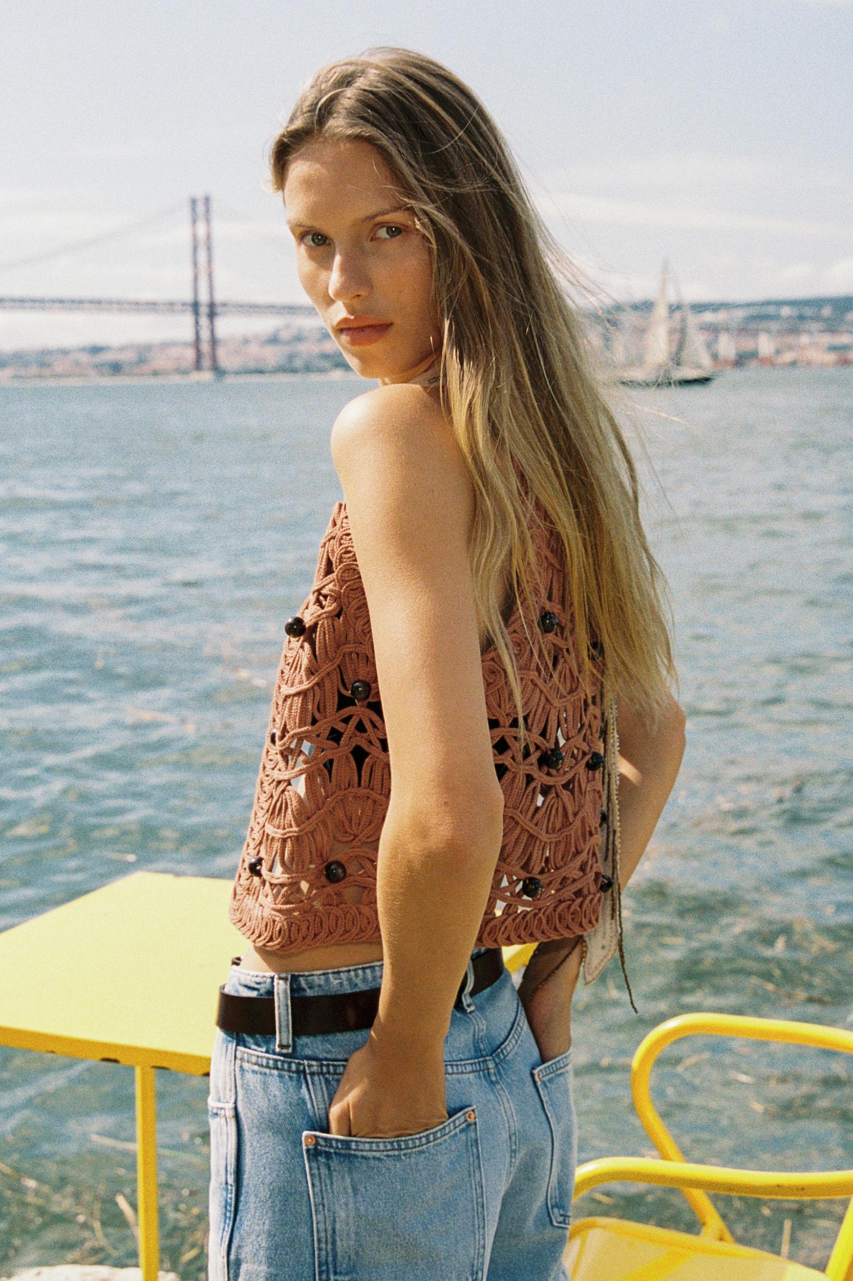 BEADED KNIT VEST Product Image