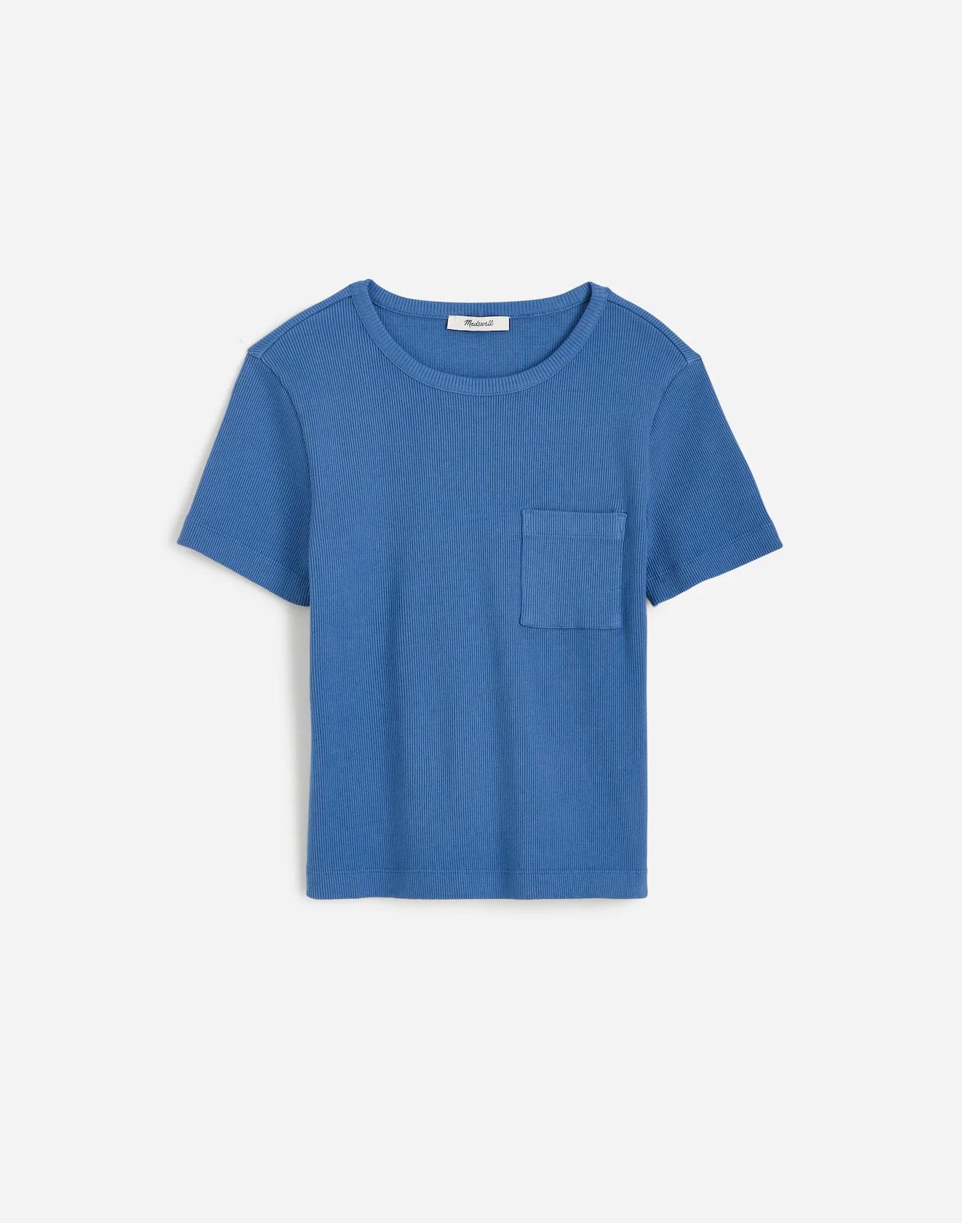 Garment-Dyed Ribbed Crewneck Pocket Tee Product Image