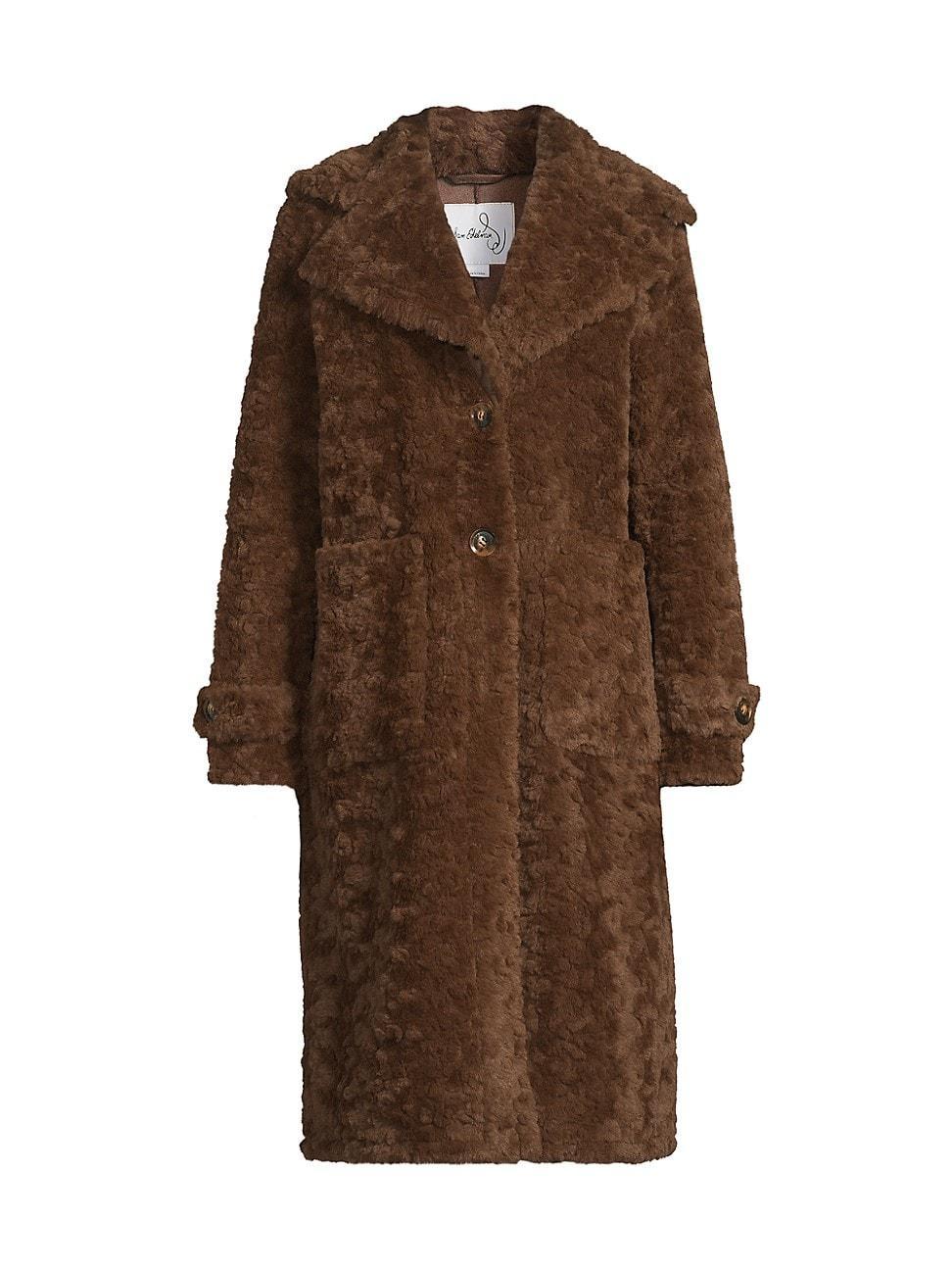 Womens Faux-Fur Notch Collar Coat Product Image