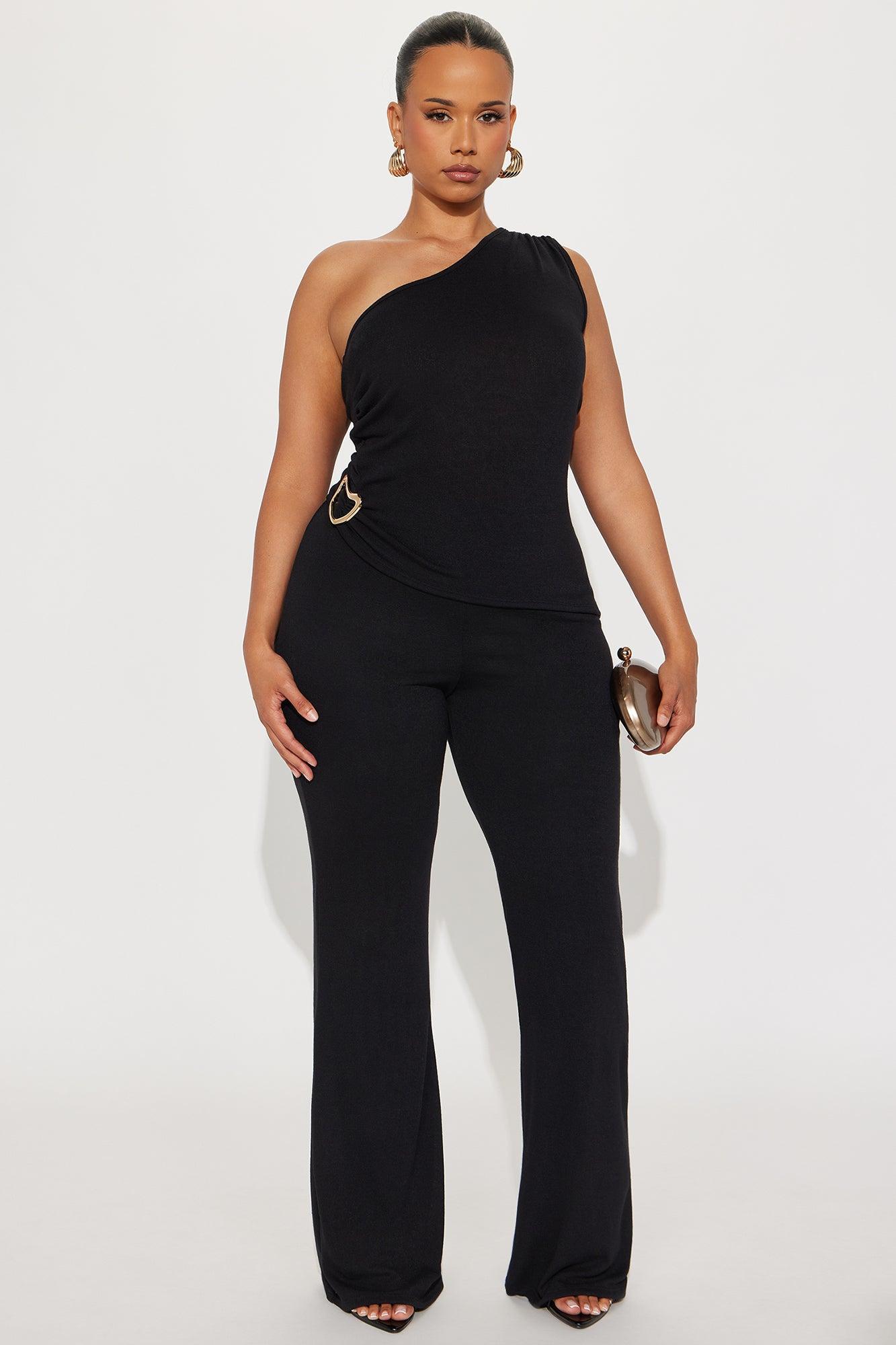 Stella One Shoulder Pant Set - Black Product Image