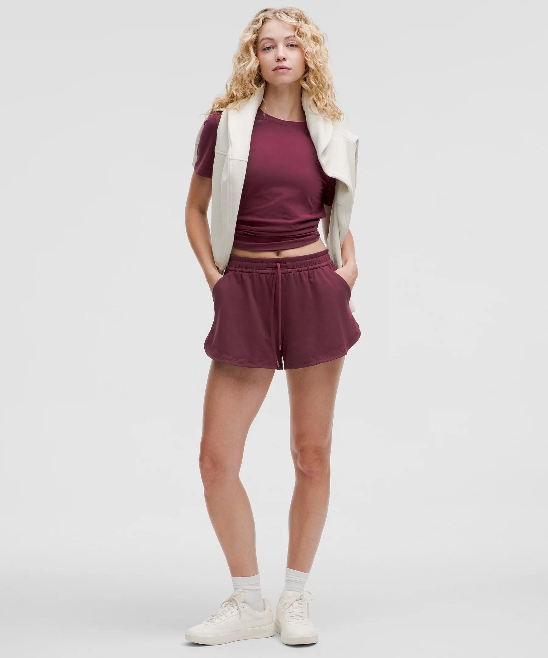 Soft Jersey Mid-Rise Curved-Hem Short 3" Product Image