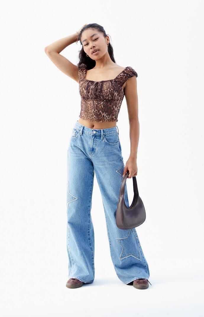 Womens Lena Star Low Rise Super Baggy Jeans - Product Image