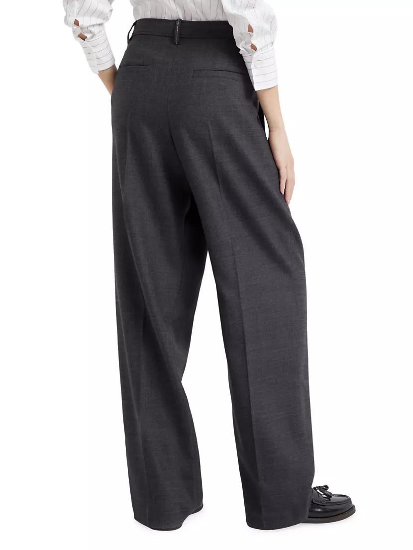 Comfort Virgin Wool Grisaille Loose Wrapped Trousers Product Image