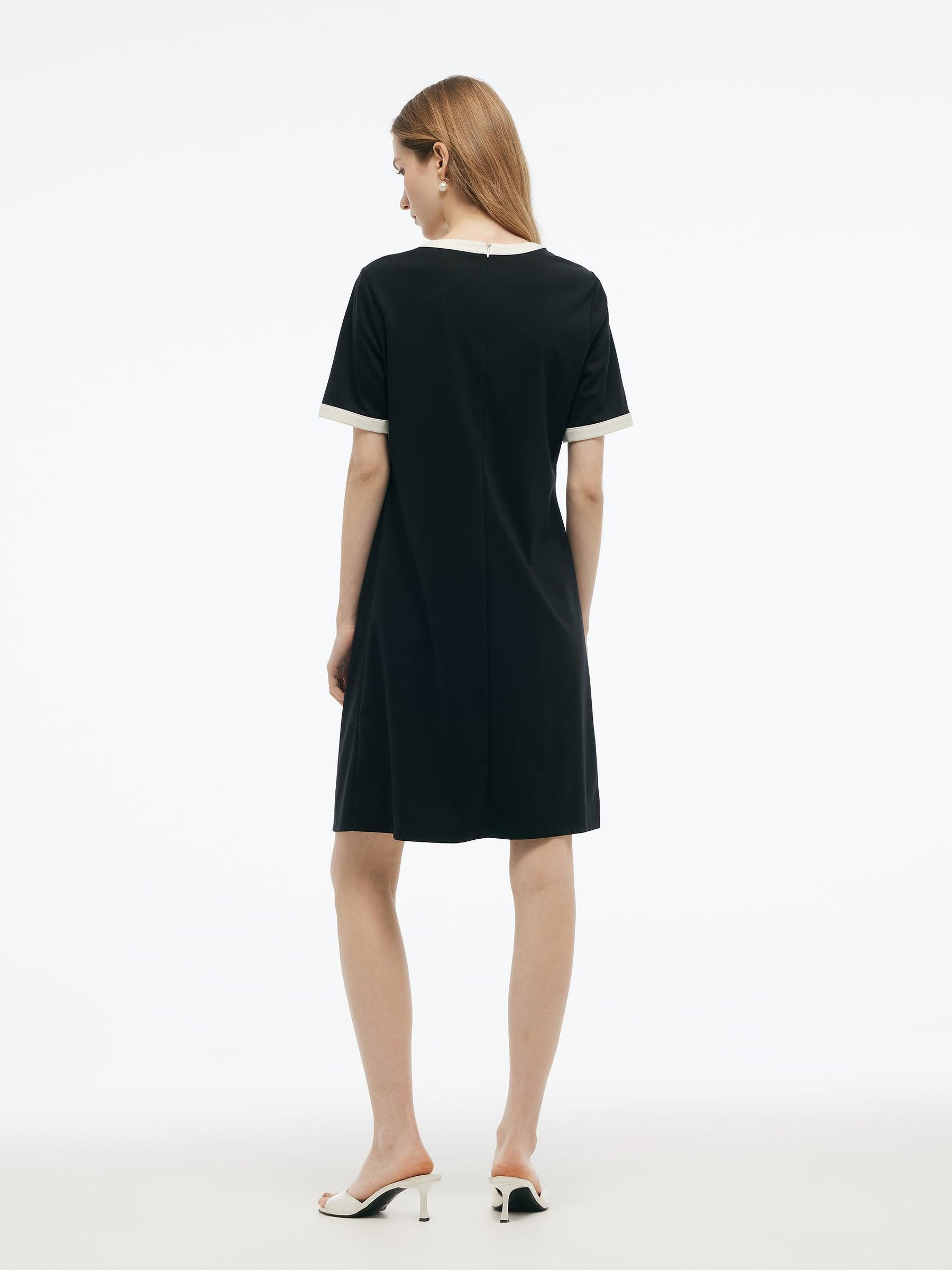 Tencel Blend Contrast Trim Women Knit Mini Dress Product Image