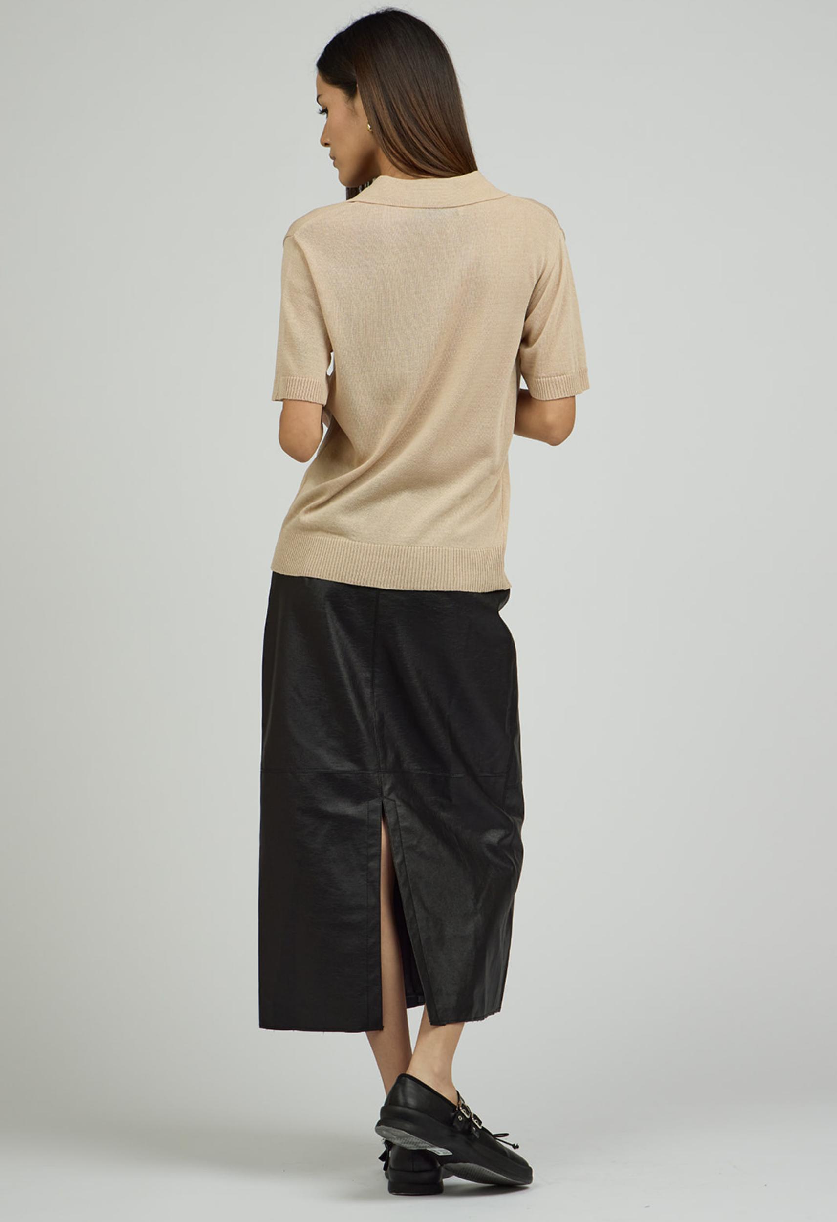 Helen Knit Polo in Beige Product Image