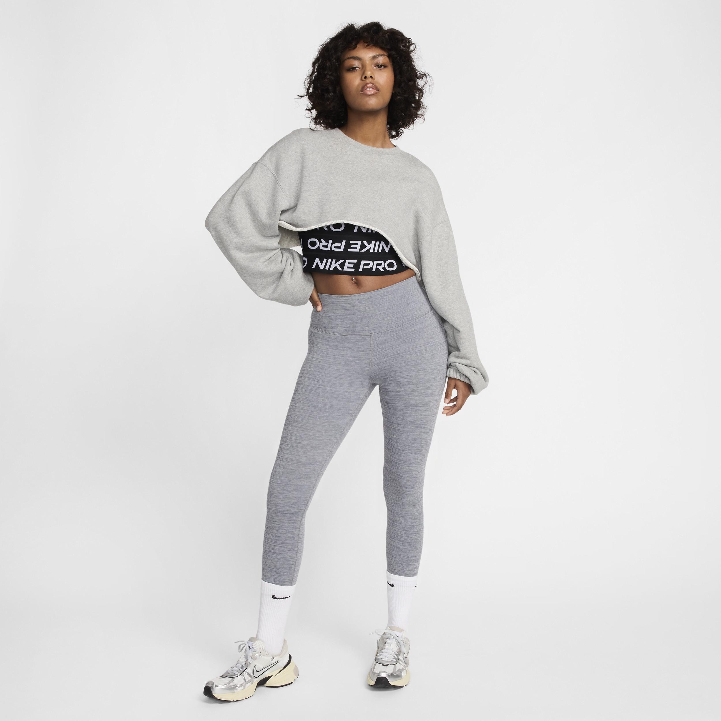 Women's Nike One High-Waisted Crop Leggings, Size: XXL, Grey Grey Product Image