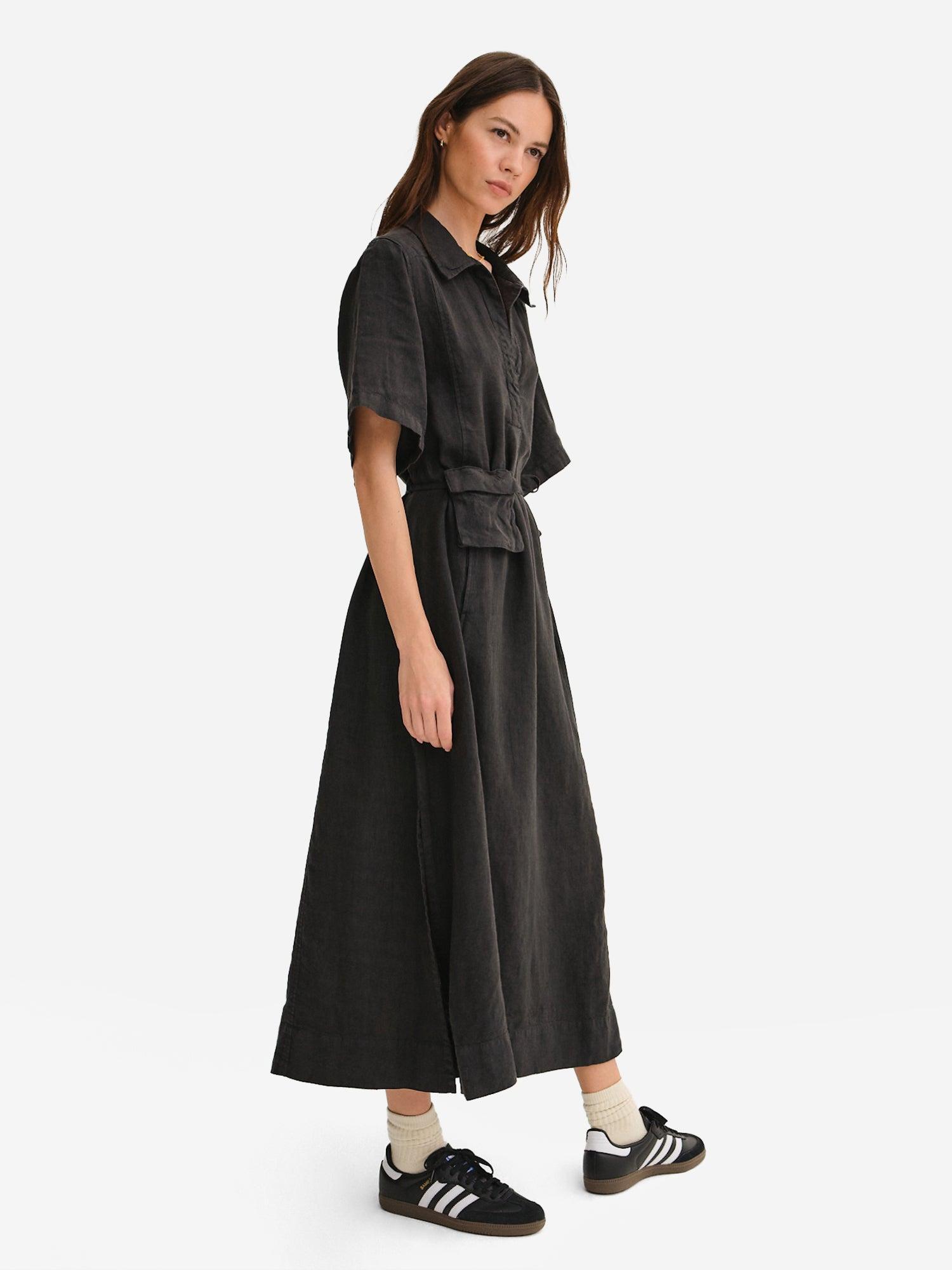 Organic Linen Belt Maxi Dress Female Product Image