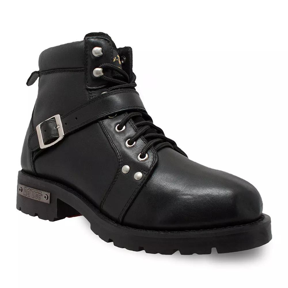 AdTec Lace Zipper Men's 6-in. Motorcycle Boots, Size: 11.5 Wide, Black Product Image