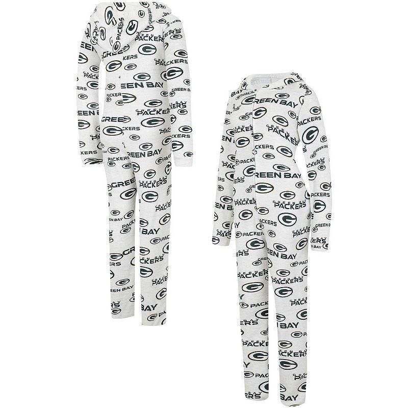 Women's Concepts Sport  Cream Green Bay Packers Docket Hoodie Full-Zip Union Suit, Size: Large, Beige Product Image