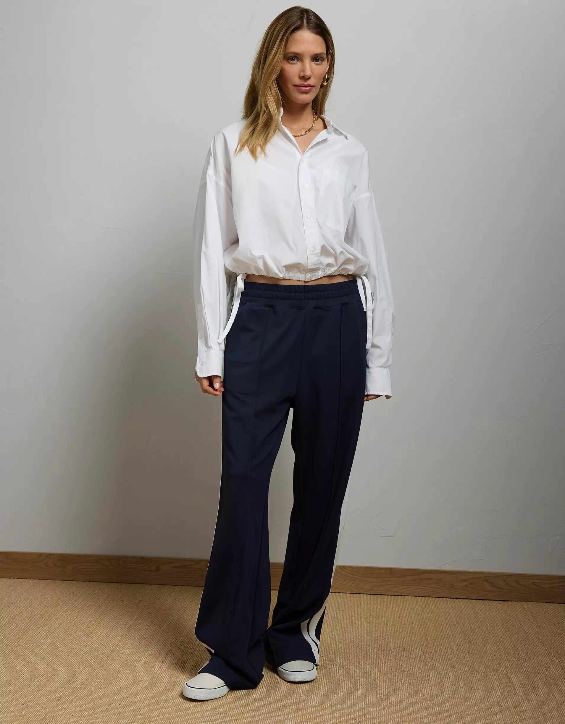 AE77 Premium Poplin Long-Sleeve Button-Up Bubble Shirt Product Image